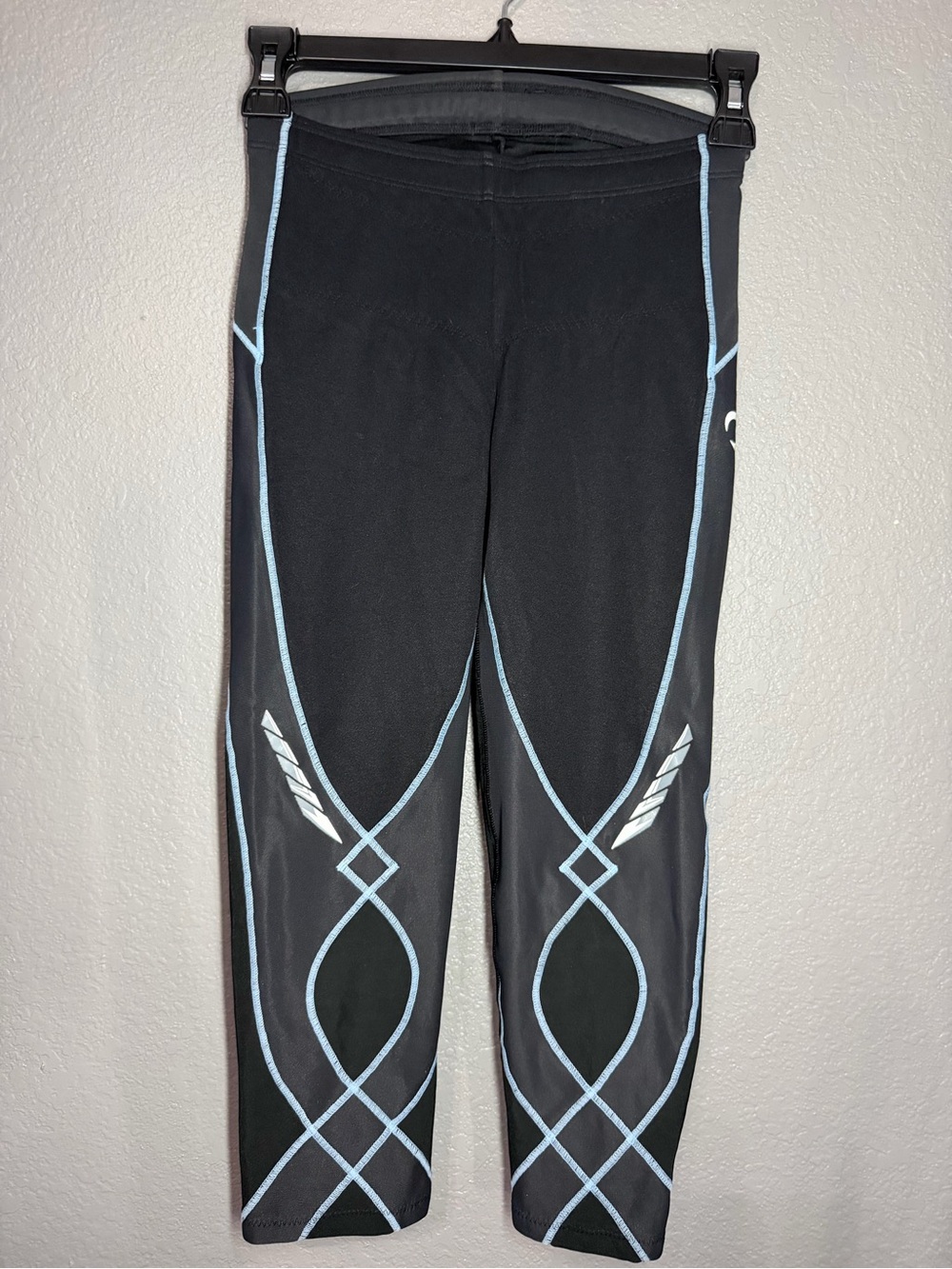 CW-X Women’s Black Leggings with Light Blue Piping